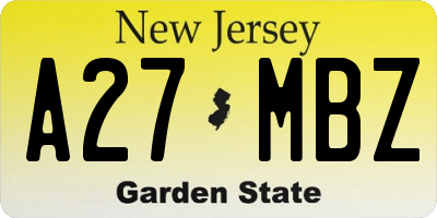 NJ license plate A27MBZ