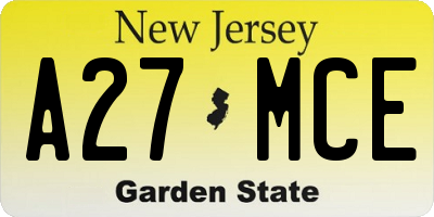 NJ license plate A27MCE