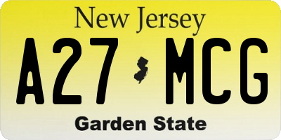 NJ license plate A27MCG
