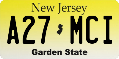NJ license plate A27MCI