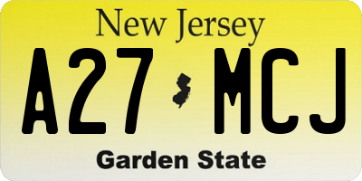 NJ license plate A27MCJ
