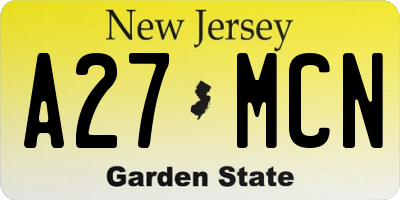 NJ license plate A27MCN