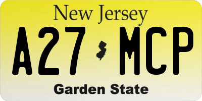 NJ license plate A27MCP