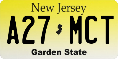 NJ license plate A27MCT