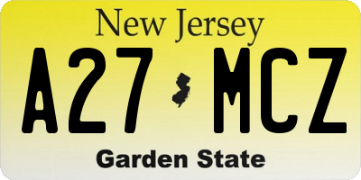 NJ license plate A27MCZ