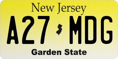 NJ license plate A27MDG