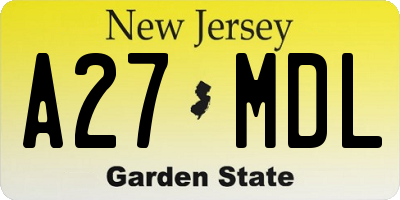 NJ license plate A27MDL