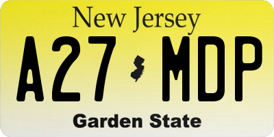 NJ license plate A27MDP