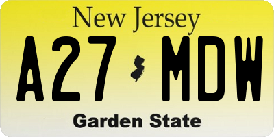 NJ license plate A27MDW