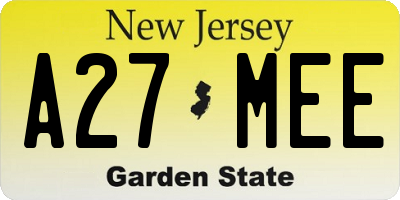NJ license plate A27MEE