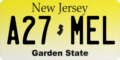 NJ license plate A27MEL