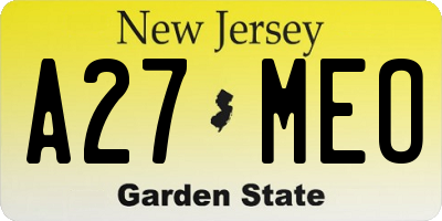 NJ license plate A27MEO