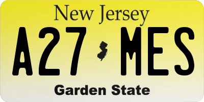 NJ license plate A27MES