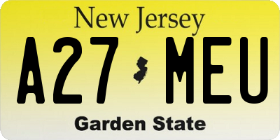 NJ license plate A27MEU