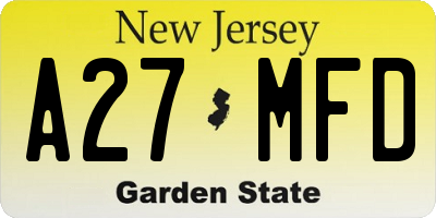 NJ license plate A27MFD