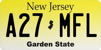 NJ license plate A27MFL