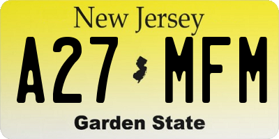 NJ license plate A27MFM