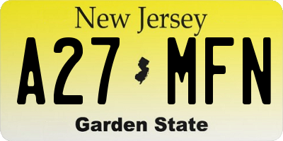 NJ license plate A27MFN