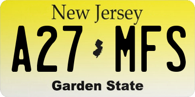 NJ license plate A27MFS