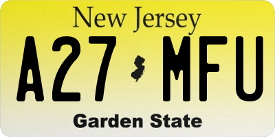 NJ license plate A27MFU