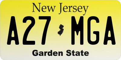 NJ license plate A27MGA