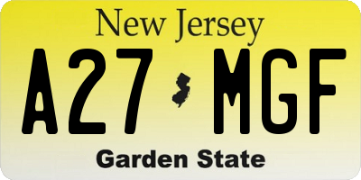 NJ license plate A27MGF