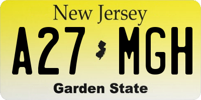 NJ license plate A27MGH