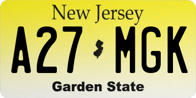 NJ license plate A27MGK