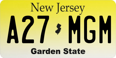 NJ license plate A27MGM