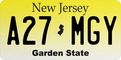 NJ license plate A27MGY