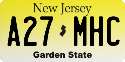 NJ license plate A27MHC