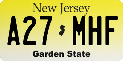 NJ license plate A27MHF