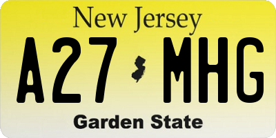NJ license plate A27MHG