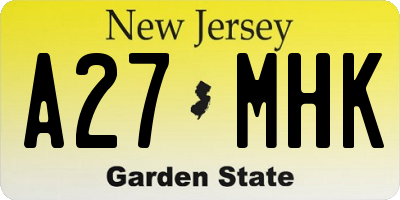 NJ license plate A27MHK