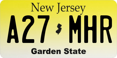 NJ license plate A27MHR