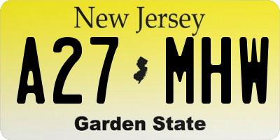 NJ license plate A27MHW