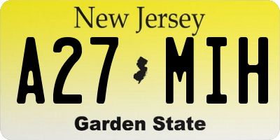 NJ license plate A27MIH