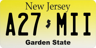 NJ license plate A27MII