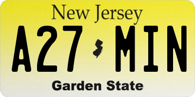 NJ license plate A27MIN