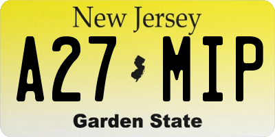 NJ license plate A27MIP