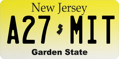 NJ license plate A27MIT