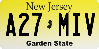 NJ license plate A27MIV