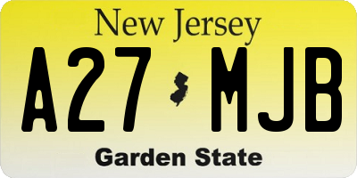 NJ license plate A27MJB