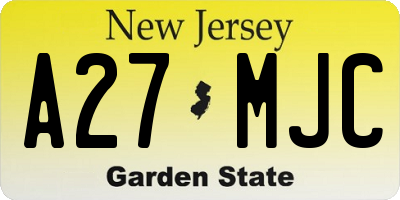 NJ license plate A27MJC