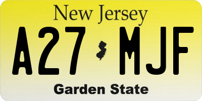 NJ license plate A27MJF