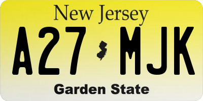 NJ license plate A27MJK