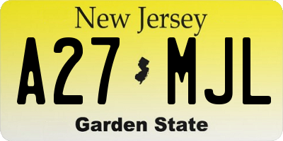 NJ license plate A27MJL