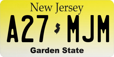 NJ license plate A27MJM