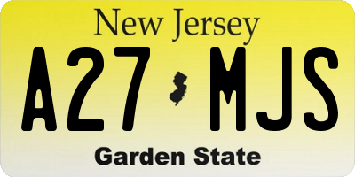 NJ license plate A27MJS