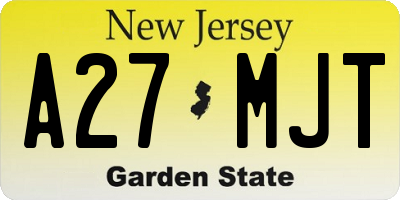NJ license plate A27MJT
